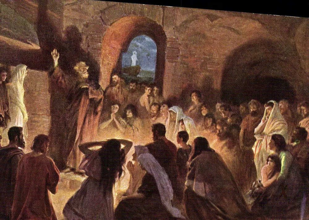 Pierre nas catacumbas — Quo Vadis ? — Jan Styka, n° 25.302 - Frente