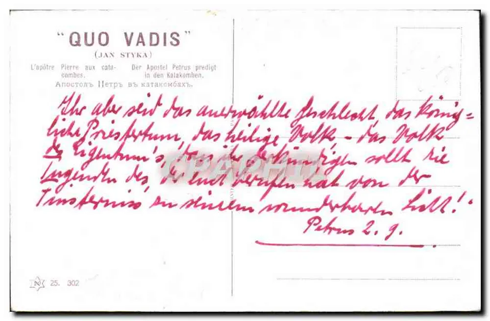 Pierre nas catacumbas — Quo Vadis ? — Jan Styka, n° 25.302 - Verso