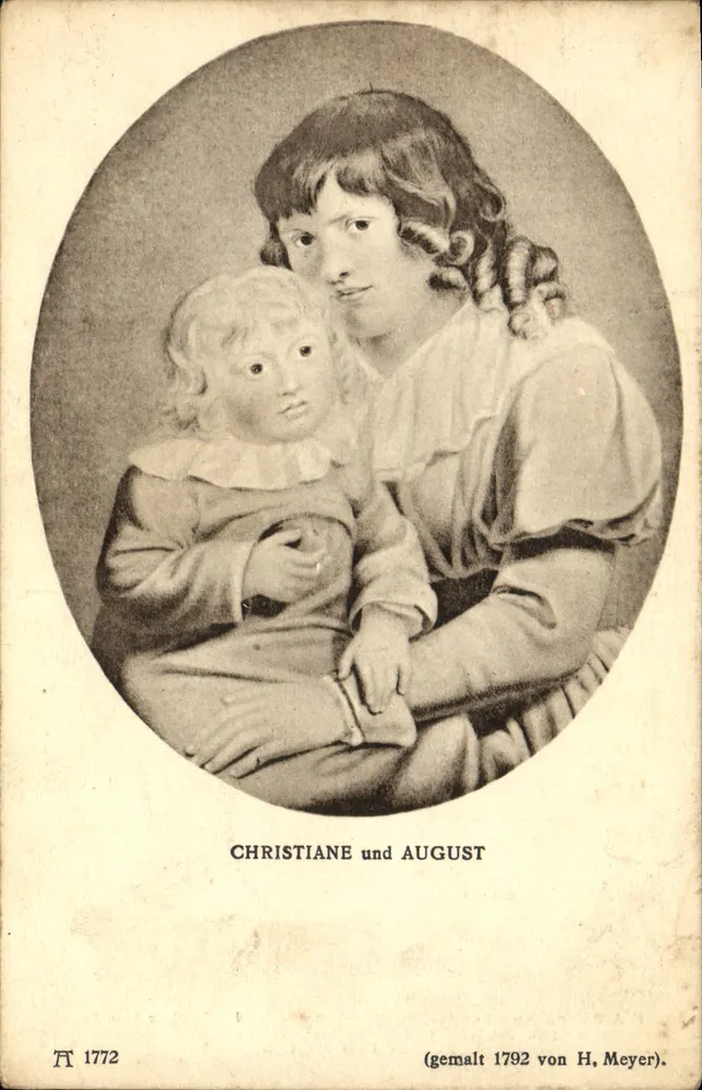 Christiane i August — Rodzina Goethe'a — F.A. Ackermann's Kunstverlag, seria 147 - Awers