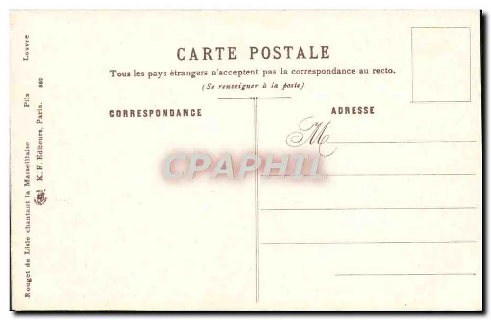 Lisle de Lisle singend die Marcellaise — Rouget de Lisle — K. F. Verleger, Paris - Rückseite