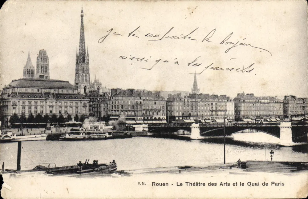 Rouen — Das Theater der Künste und der Quai de Paris — V.M. Éditeur - Vorderseite