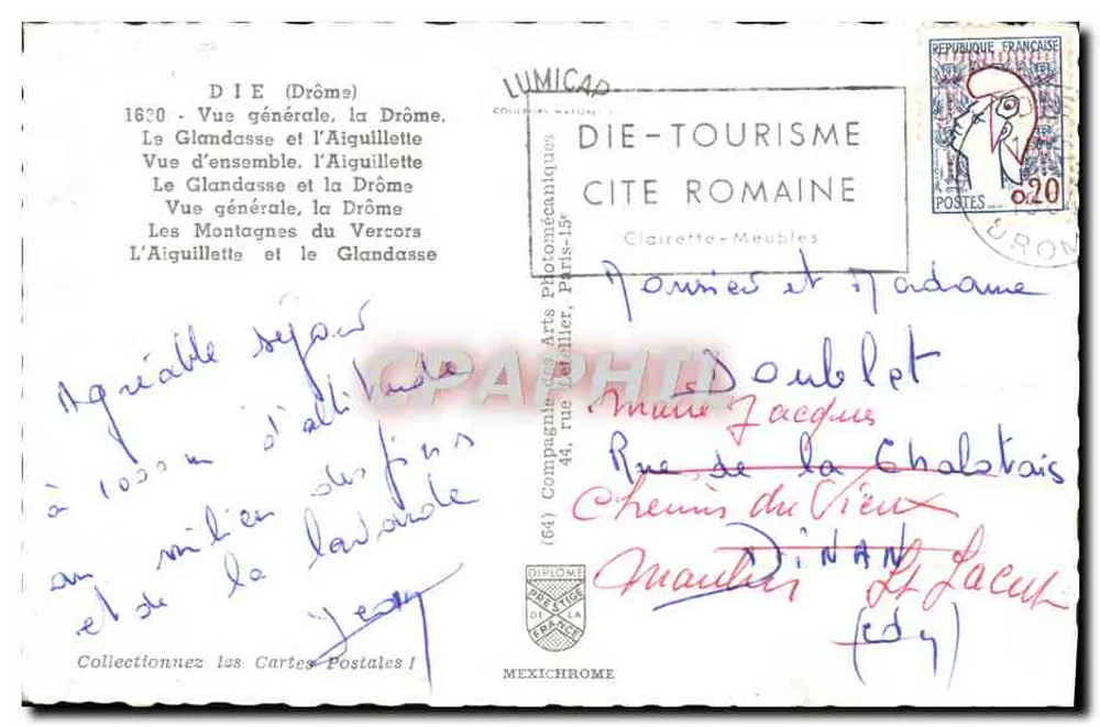 Die (Drôme) — Panoramablick mit Wappen — Lumicar - Rückseite