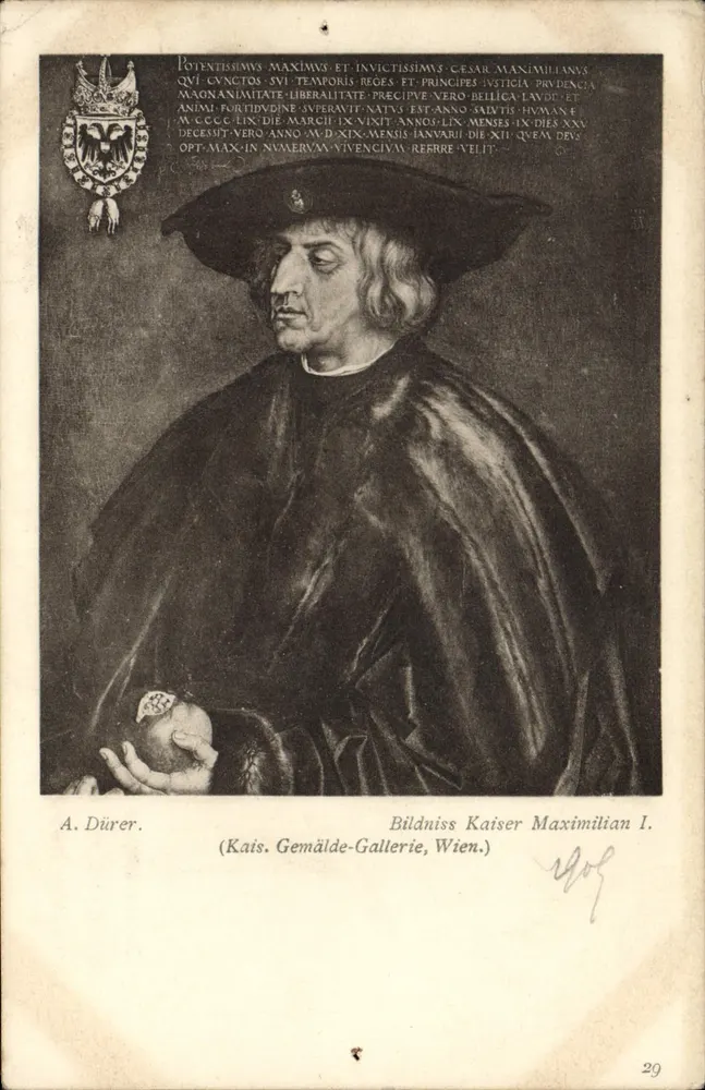 Retrato do imperador Maximiliano I — por Albrecht Dürer — editor J. Löwy, Viena 1904, n°29 - Frente
