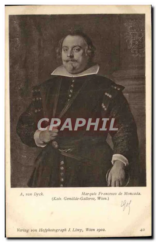 Margrave Francesco de Moncada — retrato de A. van Dyck — Verlag von Hofphotograph J. Löny, Viena 1902 - Frente