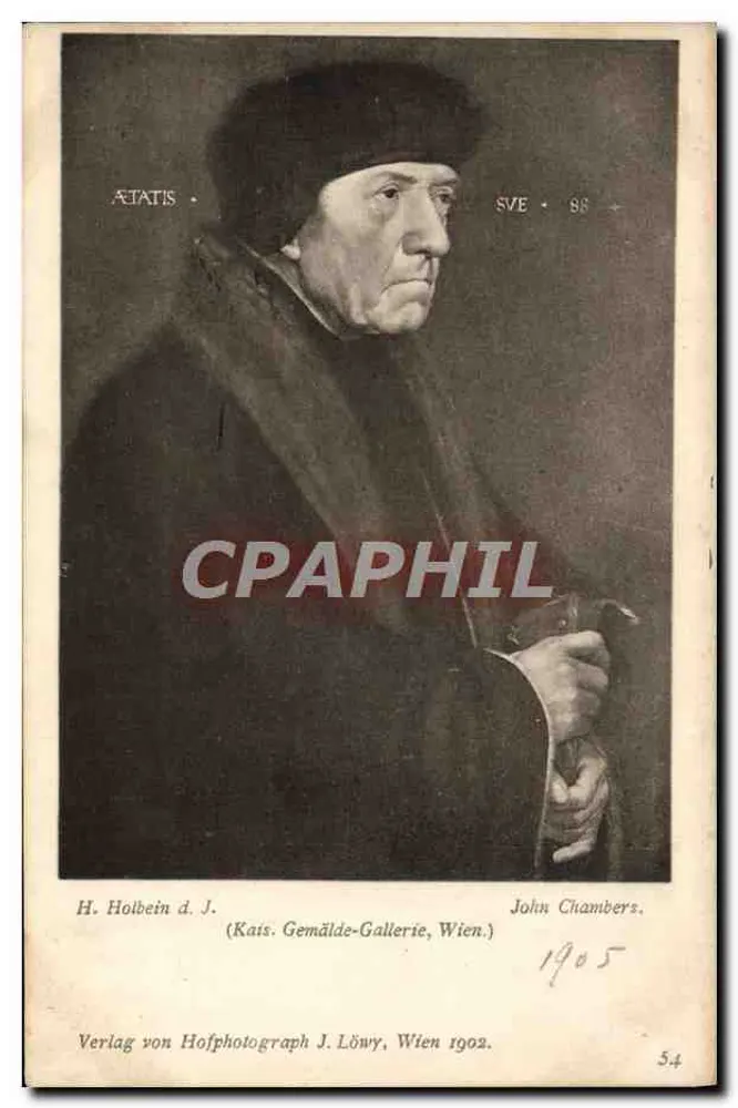 Retrato de H. Holbein d. J. — Atatis • Sve • 88 — Verlag von Hofphotograph J. Löwy, Viena 1902, n° 54 - Frente
