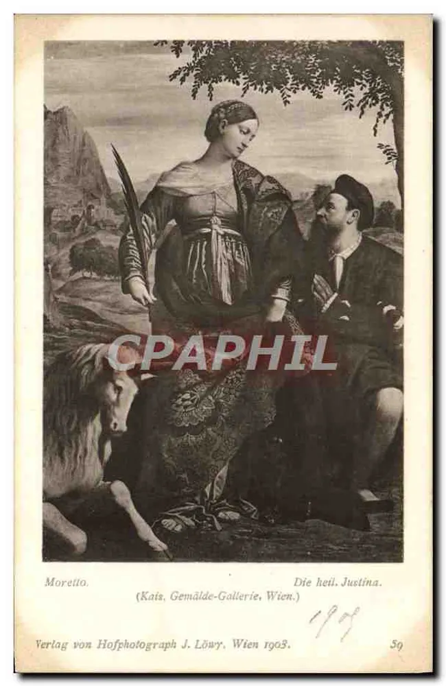 Santa Justina — obra de Moretto — edição Verlag von Hofphotograph J. Löwy, Viena 1903 - Frente