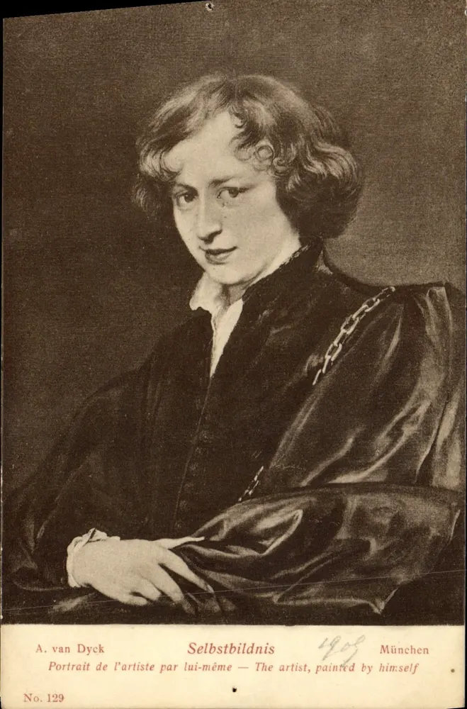 Porträt des Künstlers von sich selbst — A. van Dyck — Nr. 129 — Verleger Fr. A. Ackermann, München - Vorderseite