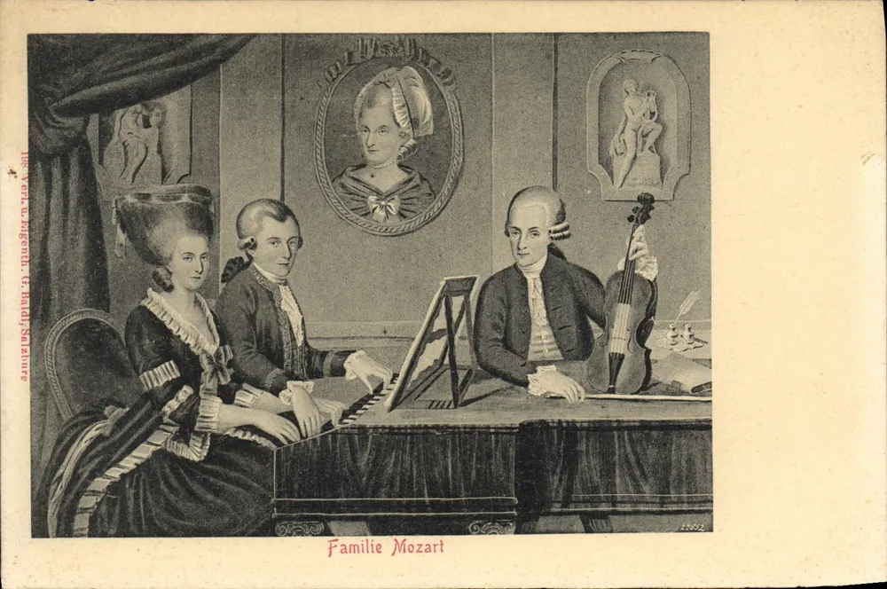 Familie Mozart — cena musical interior — Verlag L. Legendt, W. Baldi Salzburg - Frente