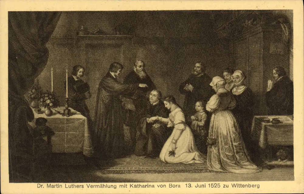 Heirat von Martin Luther mit Katharina von Bora — 13. Juni 1525 in Wittenberg — Postkartenverlag Christian Herbst, Worms 1917 - Vorderseite