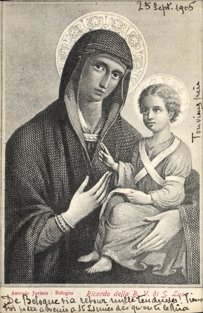 Maria mit Kind — Antonio Jurizza - Bologna — italienische Ansichtskarte - Vorderseite