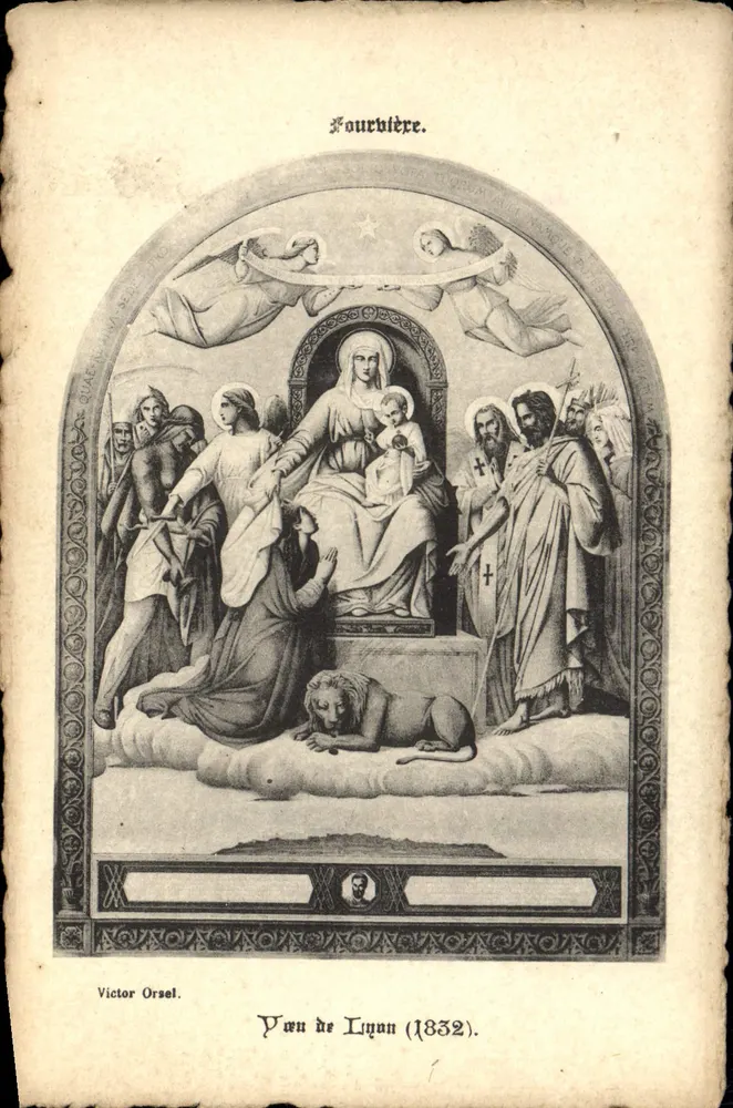 माँ बालक के साथ आसपास के सेंट घिरे हुए — विक्टर ओर्सेल — वेन दे लियोन (1832) - आगे