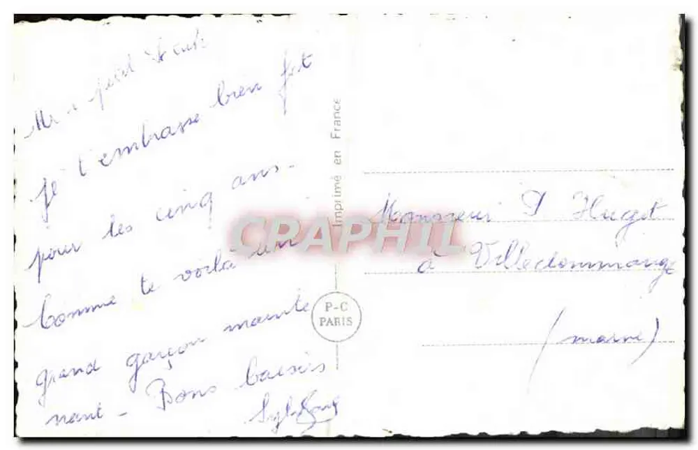 Menino — Aniversário — P-C Paris n°6105 - Verso