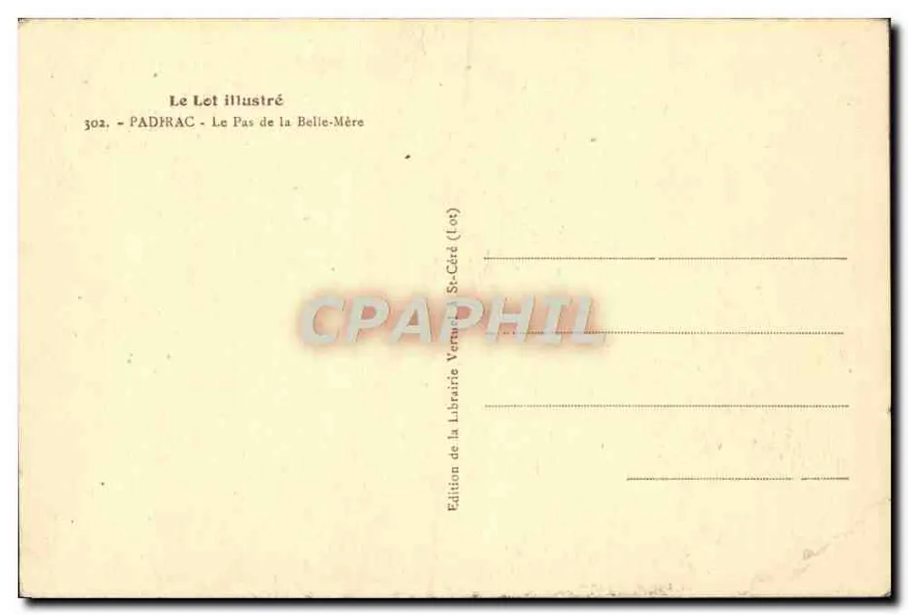 Le Pas de la Belle-Mère — Padrac (Lot) — Edição da Livraria Vert-Côté (Lot) - Verso