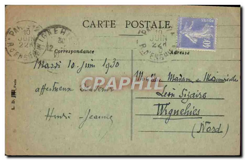 Paris — Estação Saint-Lazare — L. D. - Verso