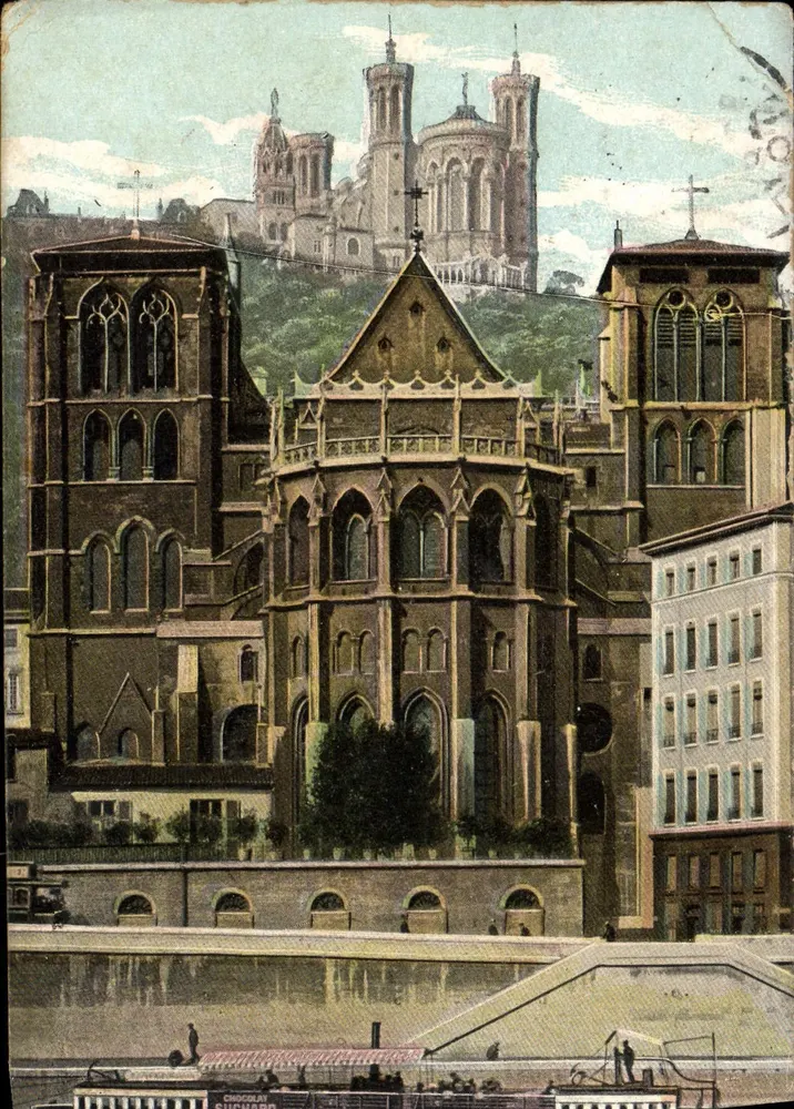 Ansicht der Kathedrale Notre-Dame de Lyon — Verlag Chocolat Célestin, Nr. 10 - Vorderseite