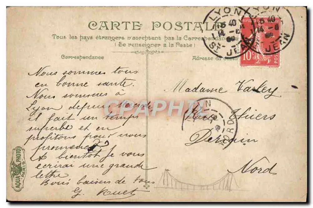 Ansicht der Kathedrale Notre-Dame de Lyon — Verlag Chocolat Célestin, Nr. 10 - Rückseite