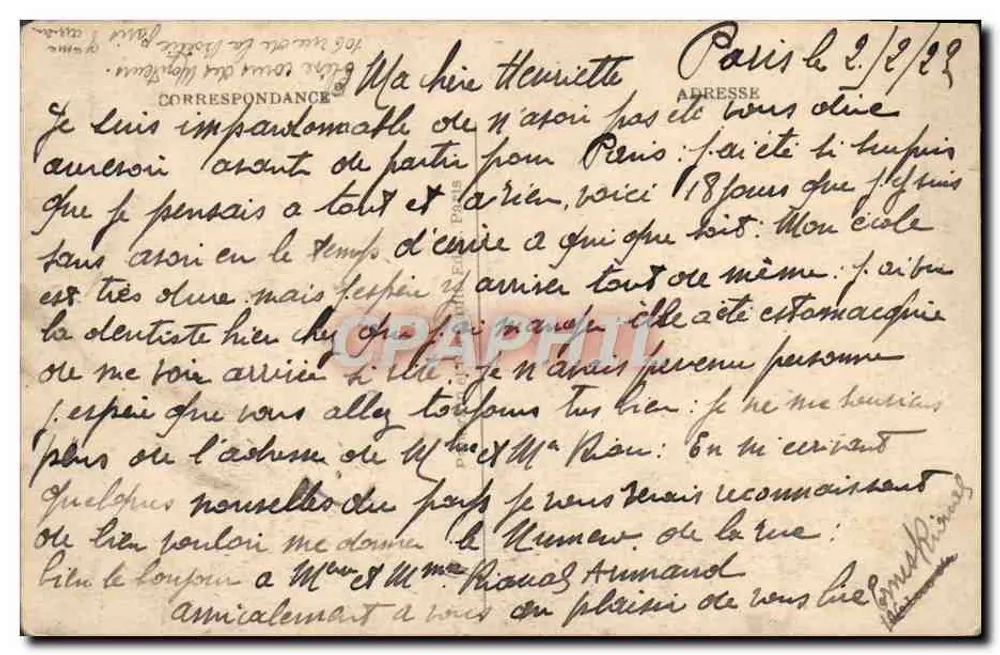 PARIS — Panorama em direção aos Invalides — A. P. — n°221 - Verso