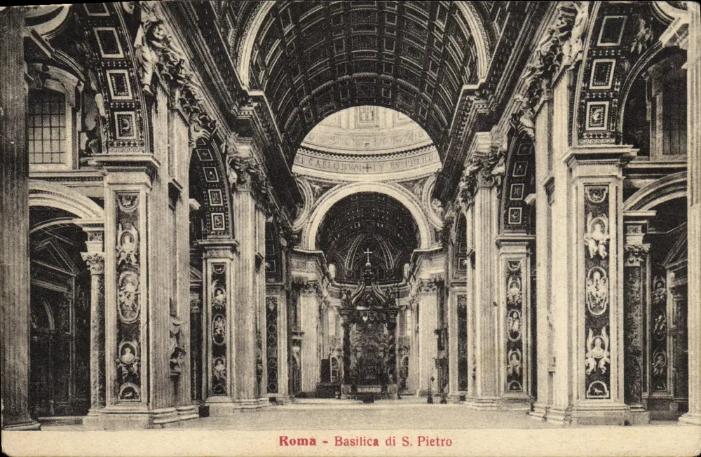 Roma - Basílica de S. Pedro — vista interior da nave — editor STG, n°12 - Frente