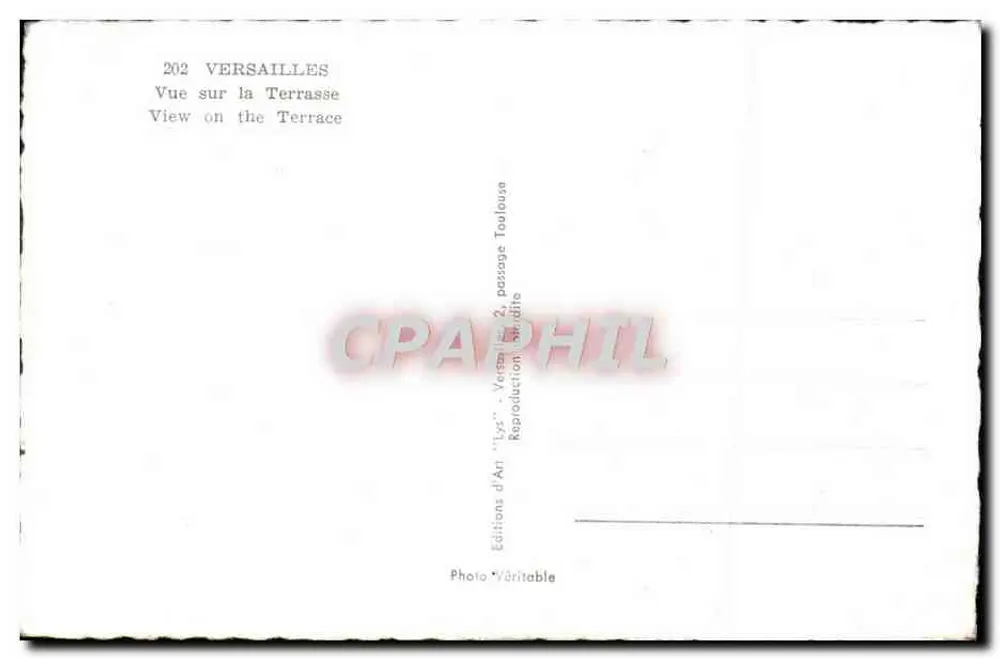 Versailles — Vista sobre a Terrasse — Edições de Arte 'Lys' n°202 - Verso