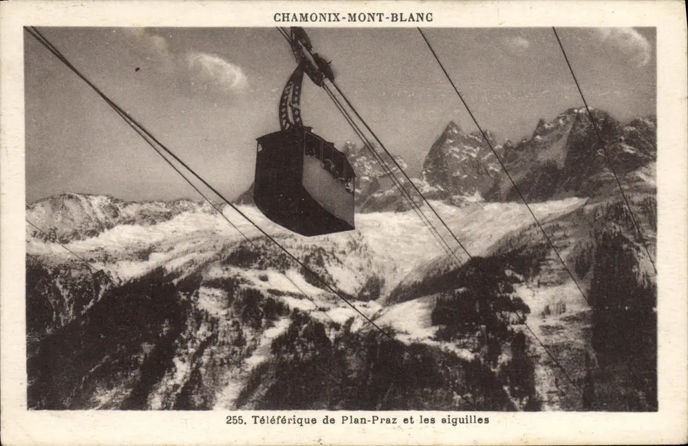 Chamonix-Mont-Blanc — Téléférique de Plan-Praz et les aiguilles — Gay-Coutier, phot. n°255 - Recto