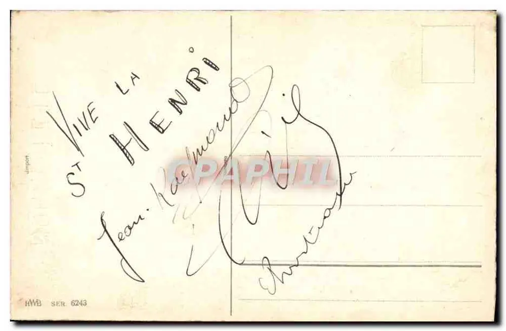 Arranjo de narcisos e violetas — Feliz aniversário — HVB SER 6243 - Verso