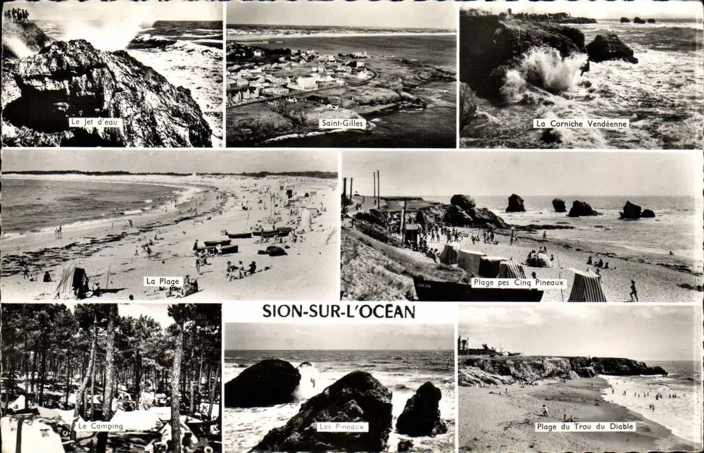 Sion-sur-l'Océan — Panoramablick auf Strände und Klippen — Verlag Gaby, n° 203 - Vorderseite