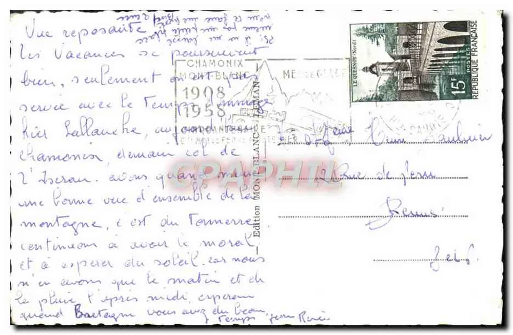 Vacas no col do Chamonix — Mont Blanc — Édition Montblanc n°207 - Verso