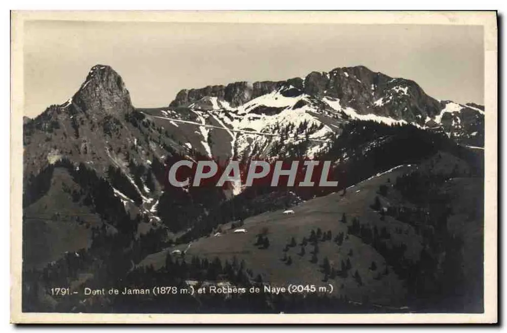 Dent de Jaman (1878 m.) e Rochers de Naye (2045 m.) — Edição E. Meyer, Les Avants - Frente
