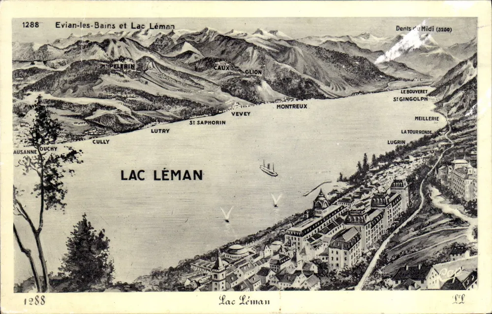 Evian-les-Bains e Lago Léman — vista aérea — C. DES ARTS PHOTOGRAPHIE CHILITCHENIM - Frente