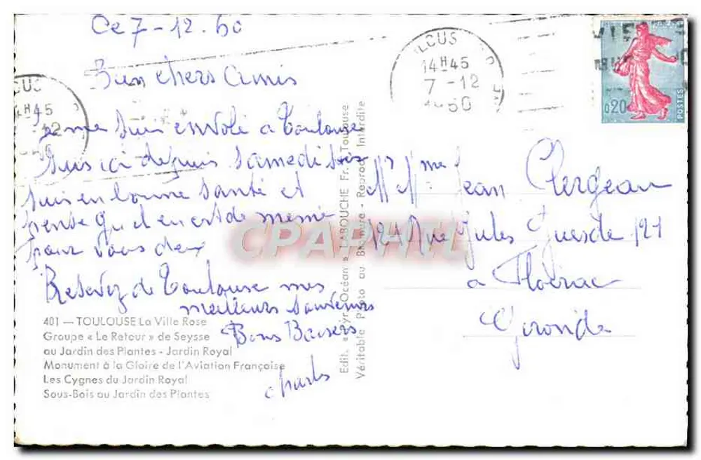 I giardini di Toulouse — vista panoramica — editore: La Rouche, n° 401 - Verso