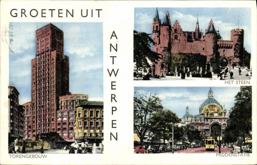 Antwerpen — Torengbouw, Het Steen, Middenstation — editor Bezoe & Museum - Frente