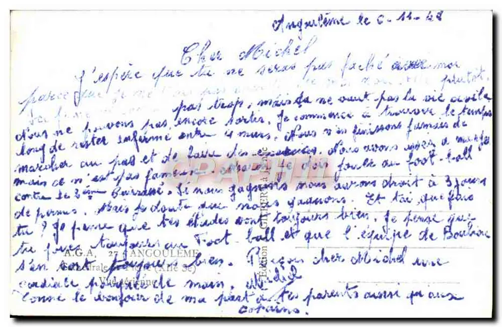 Angoulême — Catedral de Santa Cruz — Editor Gilbey - Verso
