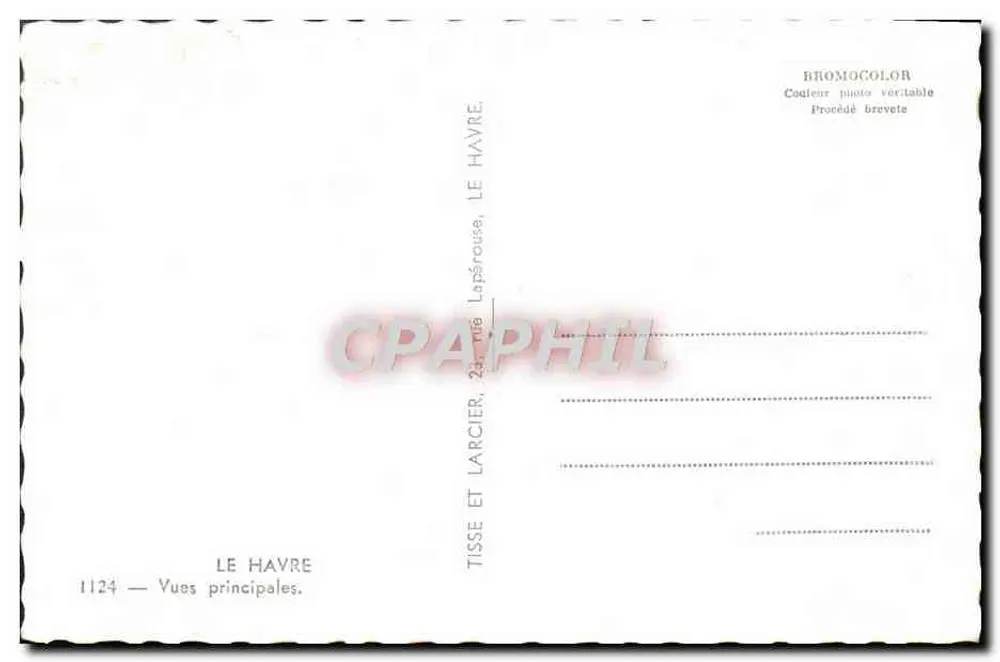 Le Havre — Lembrete do Havre — Tisse et Laracier - Verso