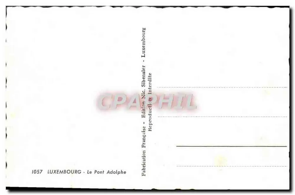 Luxemburgo — O Ponte Adolphe — Edição Nic. Sibenaler - Verso