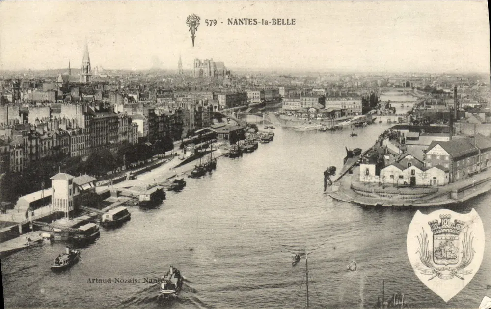 Nantes-la-Belle — vista aérea do porto e da cidade — Artaud-Nozais, Nantes - Frente