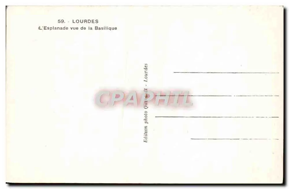 Lourdes — A Esplanada vista da Basílica — Edição fotográfica Quarrault - Lourdes, n°59 - Verso