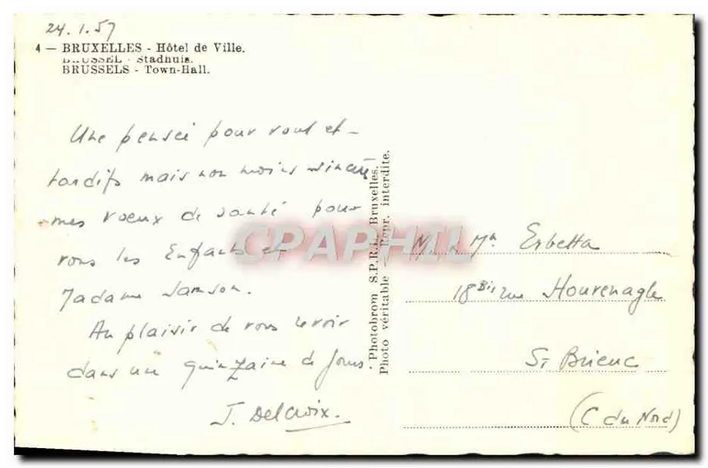 Bruxelas - Hotel de Ville — Photobrom S.P.Ral. Bruxelas, n°4 - Verso