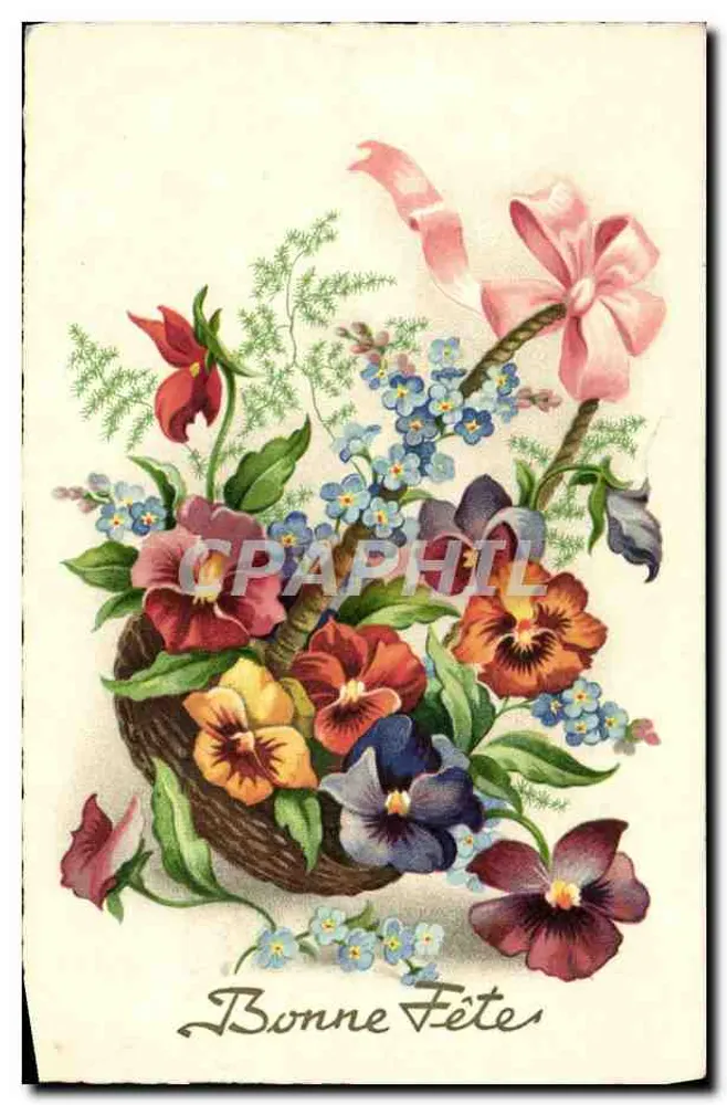 Bouquet de fleurs — Bonne Fête — M.D. Paris, seria 1950 - Awers