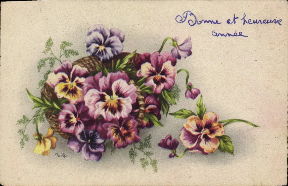 Cesto de pensamentos — Flores de pensamentos — R. Hamel Paris - Frente