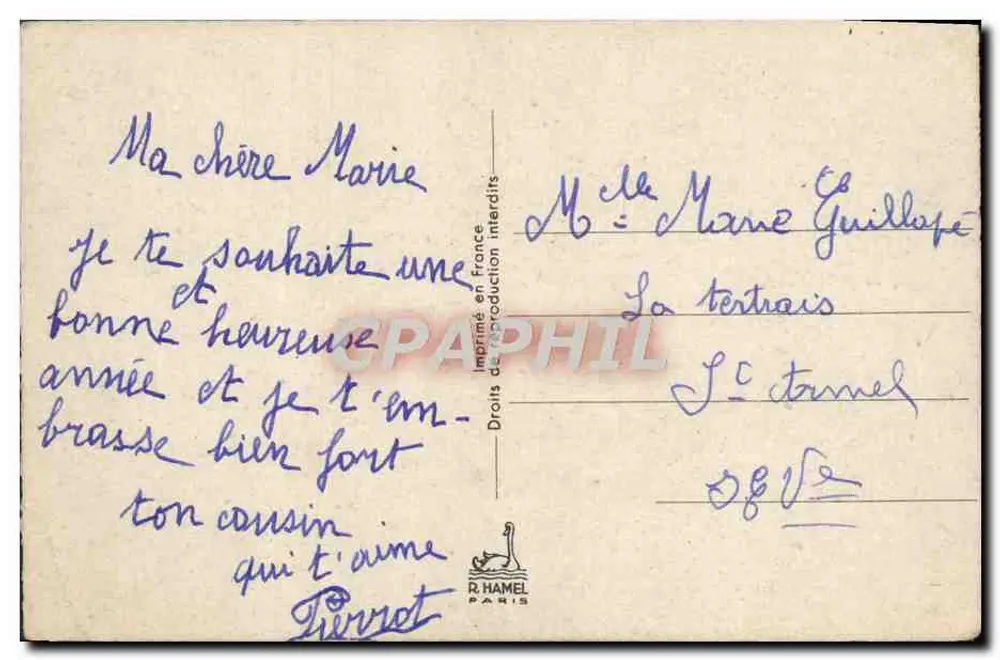 Cesto de pensamentos — Flores de pensamentos — R. Hamel Paris - Verso