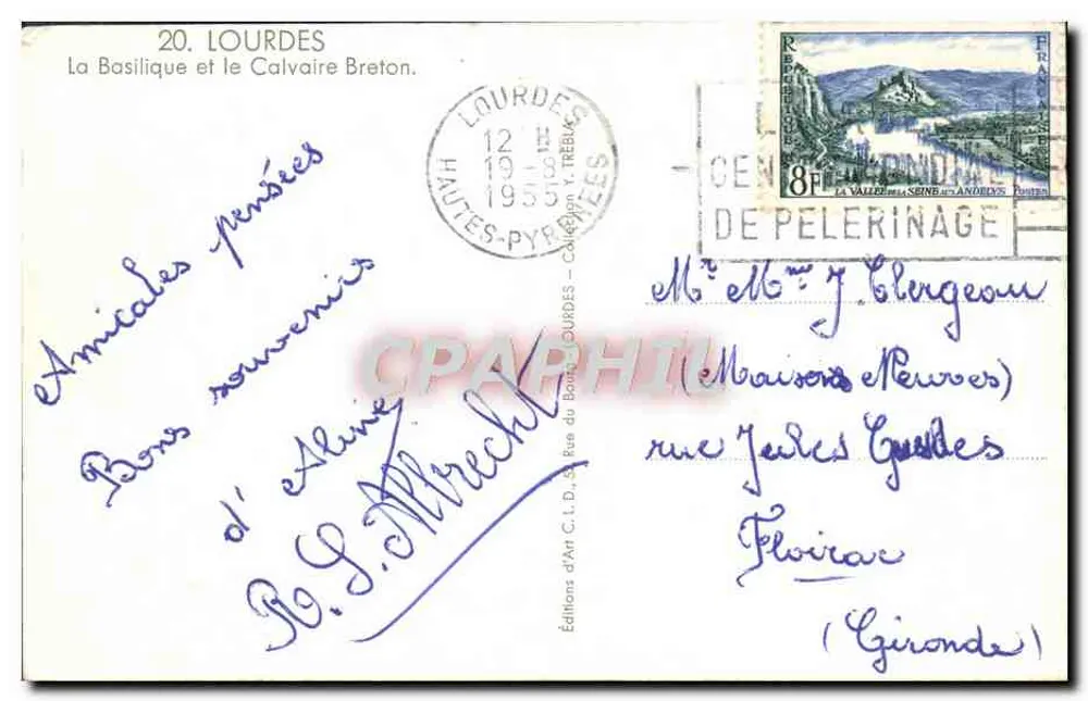 Lourdes — Die Basilika und der Bretonische Calvarienberg — Éditions d'Art C.L.D. - Rückseite