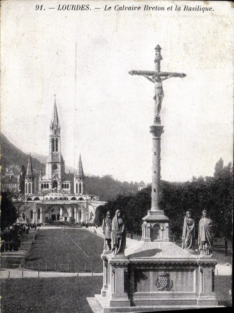 Lourdes — Der Bretonische Calvary und die Basilika — Magalha der Katholischen Allianz in Lourdes, Nr. 91 - Vorderseite