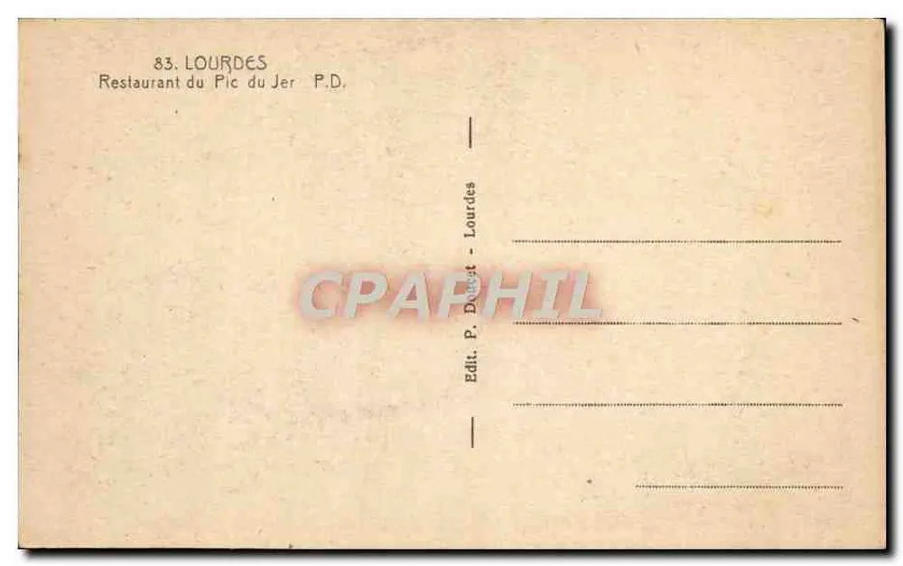 Restaurante do Pic du Jer — Lourdes — Editor P. Doucet - Verso