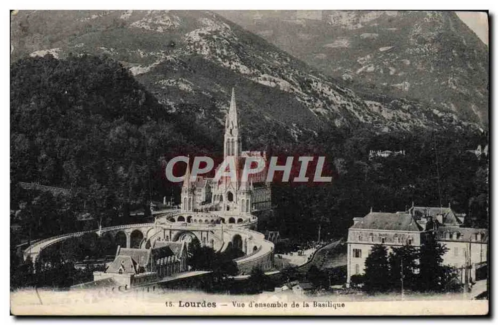 Lourdes — Vista geral da Basílica — Edição Palácio de Mônaco - Frente