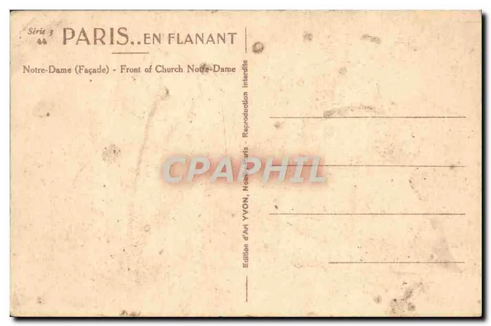 Nossa Senhora de Paris — Fachada — Edição de Arte YVON - Verso