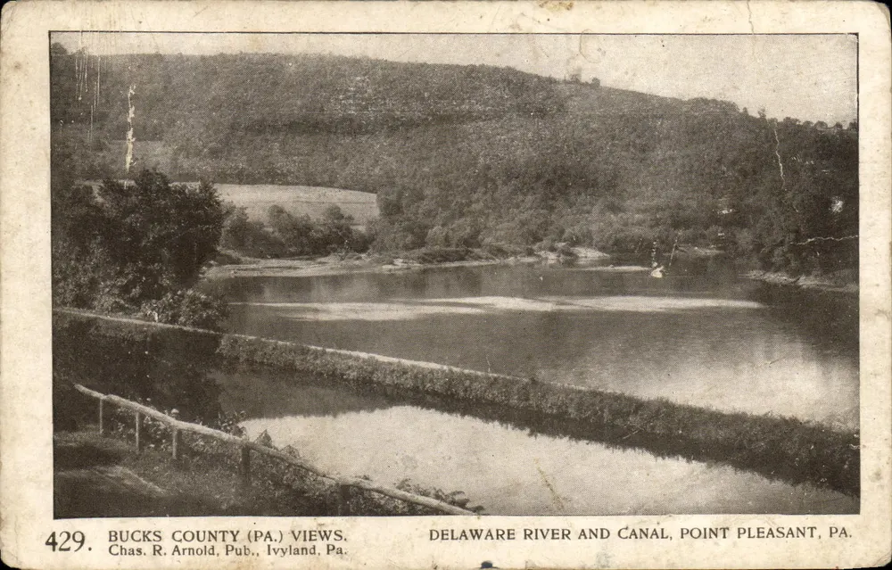 Delaware River e Canale, Point Pleasant, PA — Bucks County (PA.) Viste — Chas. R. Arnold, Editore, Ivyland, Pa. - Recto