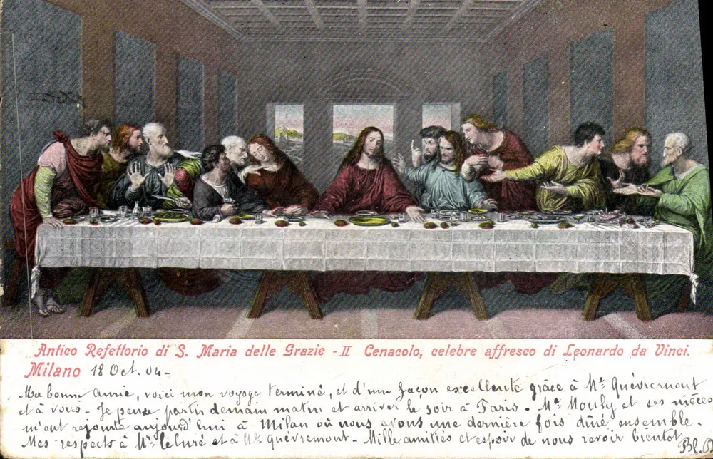 Osterdinner — Fresko von Leonardo da Vinci — Antico Refettorio di S. Maria delle Grazie, Milano - Vorderseite