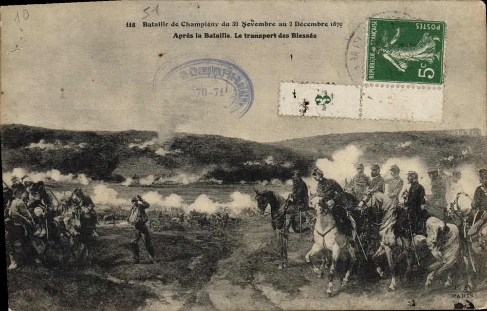 Schlacht von Champigny — 30. November bis 2. Dezember 1870 — Transport der Verwundeten — Verleger unbekannt, Nr. 146 - Vorderseite