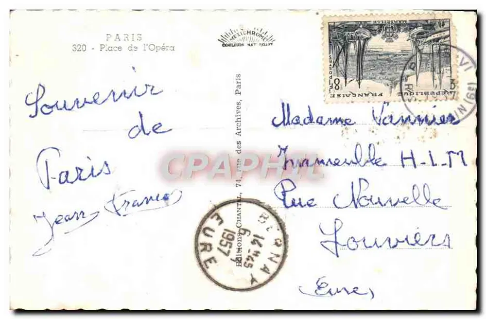 Place de l'Opéra — Paris — Editor Chantel, n°320 - Verso