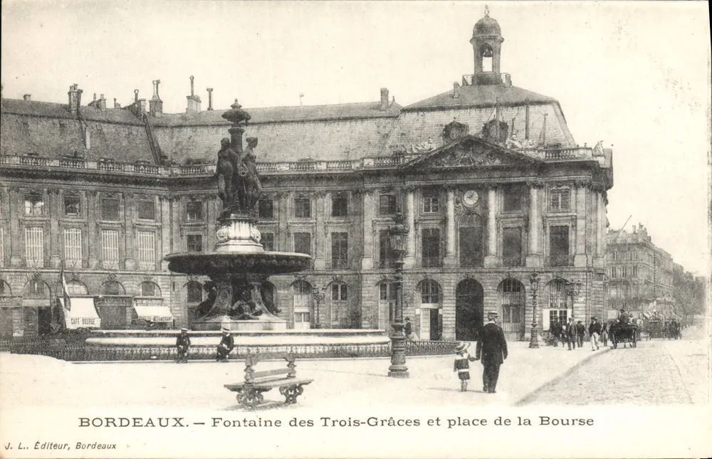 Bordeaux — Fontaine des Trois-Grâces und Place de la Bourse — J. L. Verlag, Bordeaux - Vorderseite